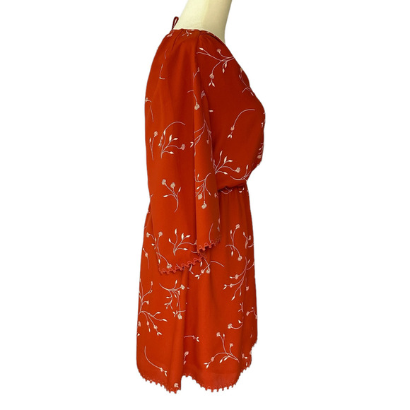 Joie Dakoda Minimalist Floral Print Dress Autumn Orange XXS - Picture 6 of 16